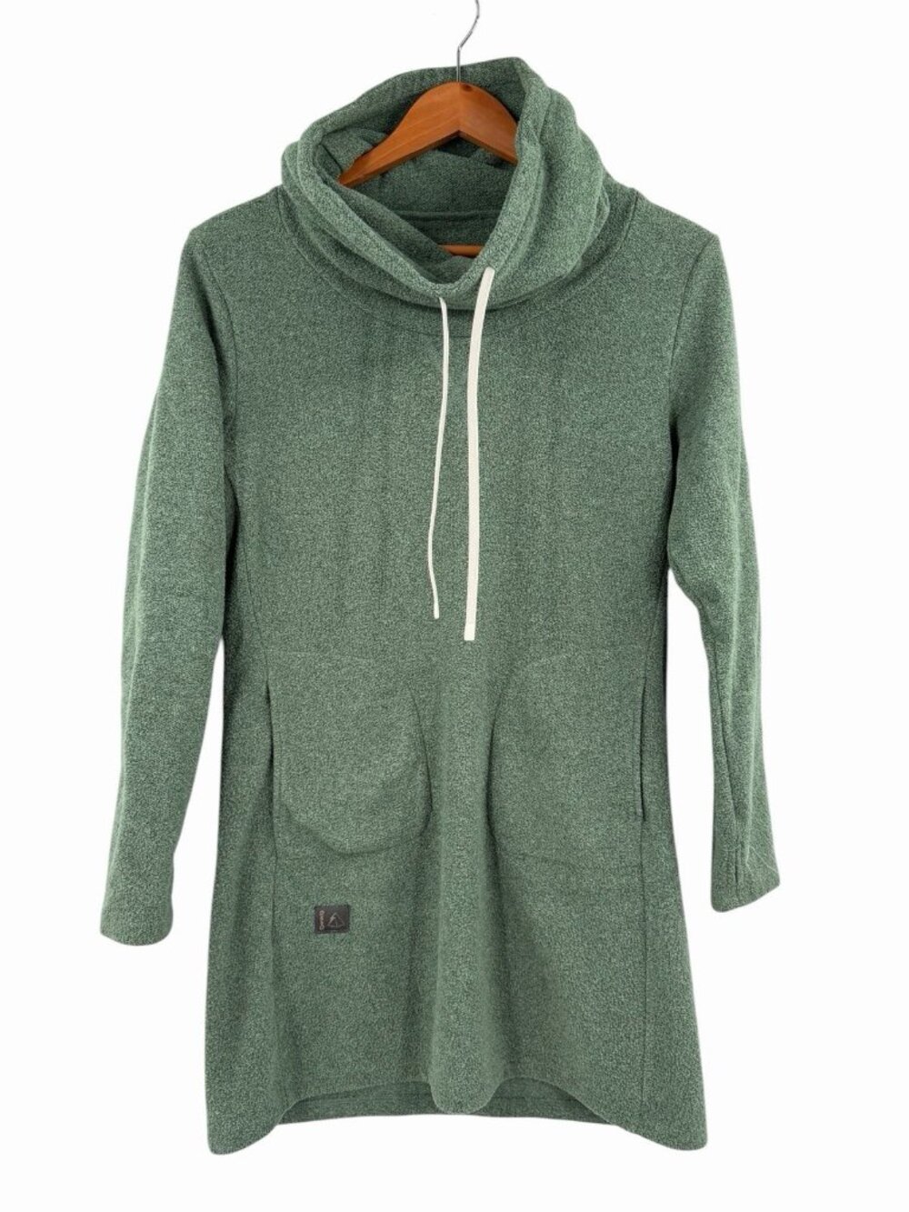 DESO Women's Green Cowl Neck Long Sleeve Pocket Dress Medium